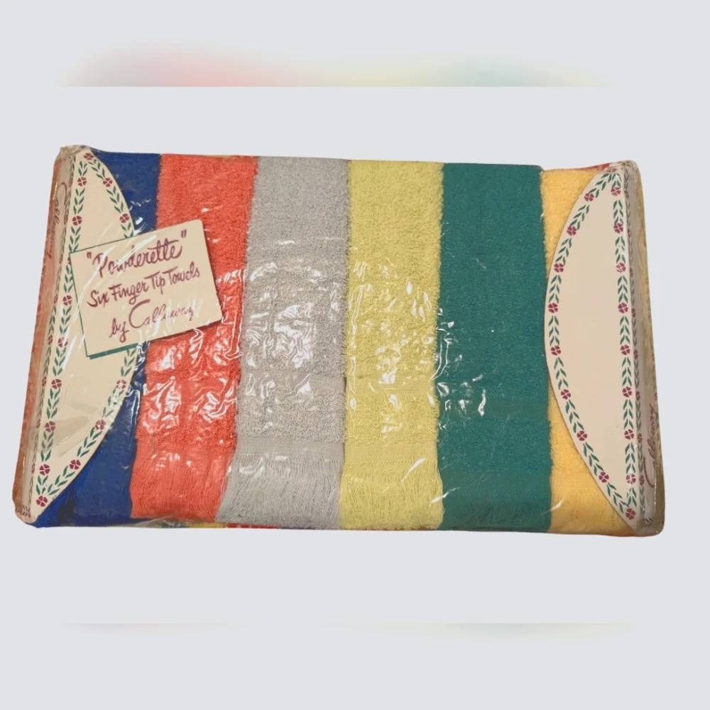 60s MCM‎ Vintage Callaway Powderette Finger Tip Towels NIP